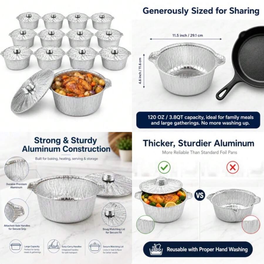 Camping Cooking Pots And Pans - Lot de 12 casseroles jetables avec