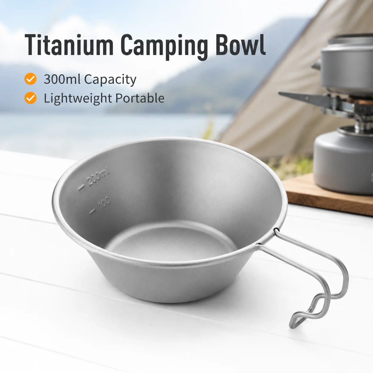 Camping Cooking Set Lightweight - Bol Sierra en titane léger avec
