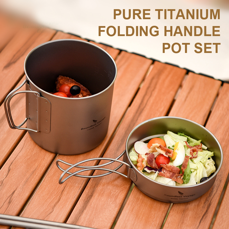 Camping Cooking Frying Pan - Ensemble de casseroles à poignée pliante