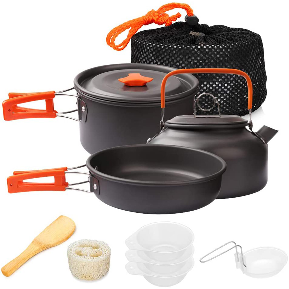 Camping Cooking Pots And Pans - Kit d'ustensiles de cuisine de Camping,
