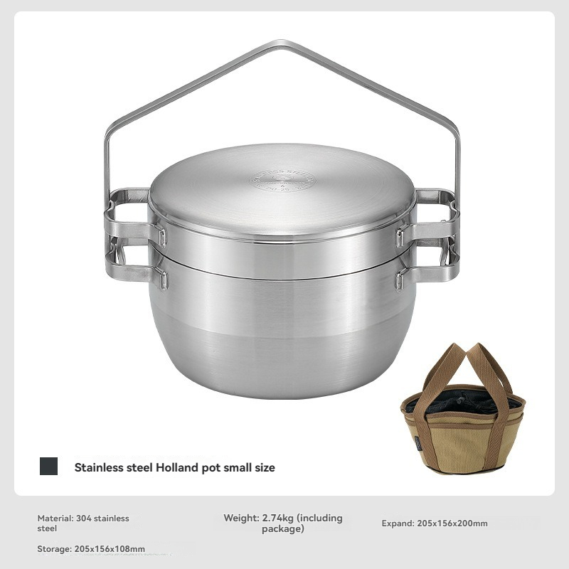 Camping Cooking Frying Pan - Marmite suspendue d'extérieur en acier inoxydable