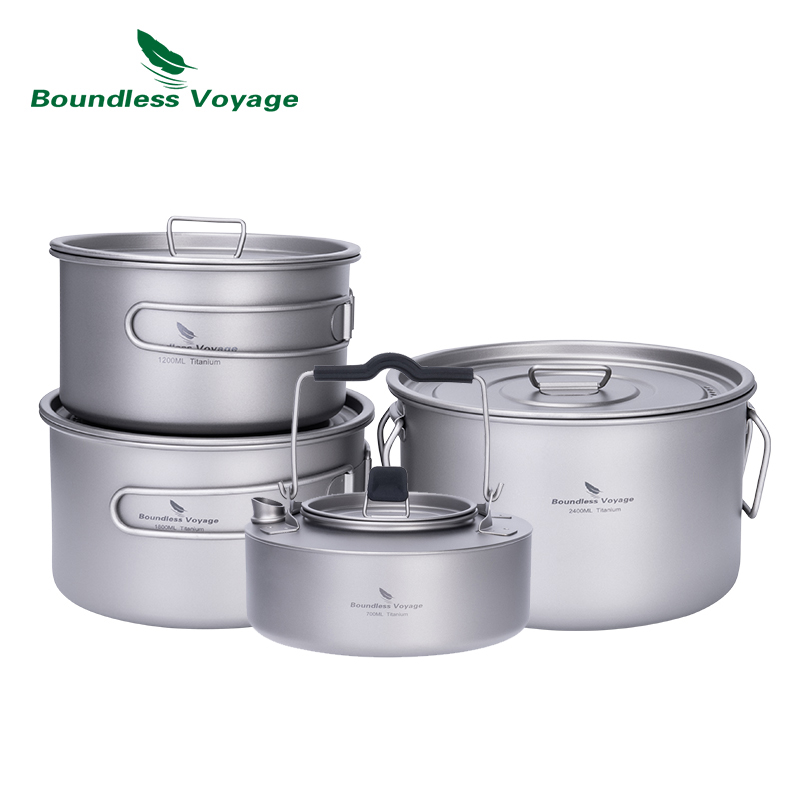 Camping Cooking Pot Set - Boundless Voyage-Marmite en titane avec poignée