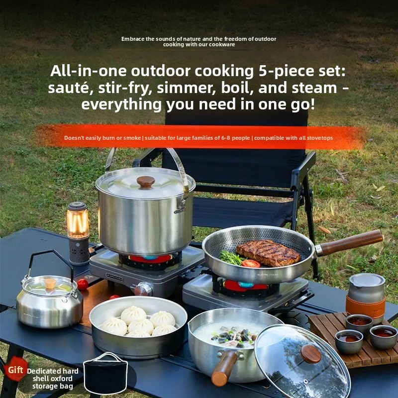 Camping Cooking Frying Pan - Ensemble de cuisine de camping portable,