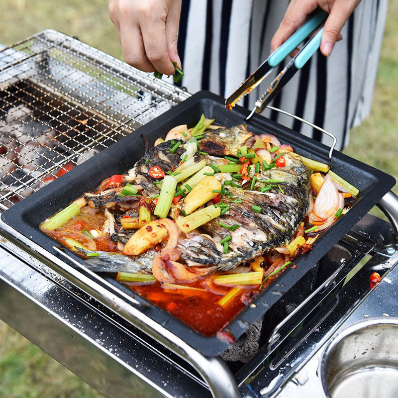 Poêle à griller carrée épaisse - Camping Cooking Frying Pan avis et prix