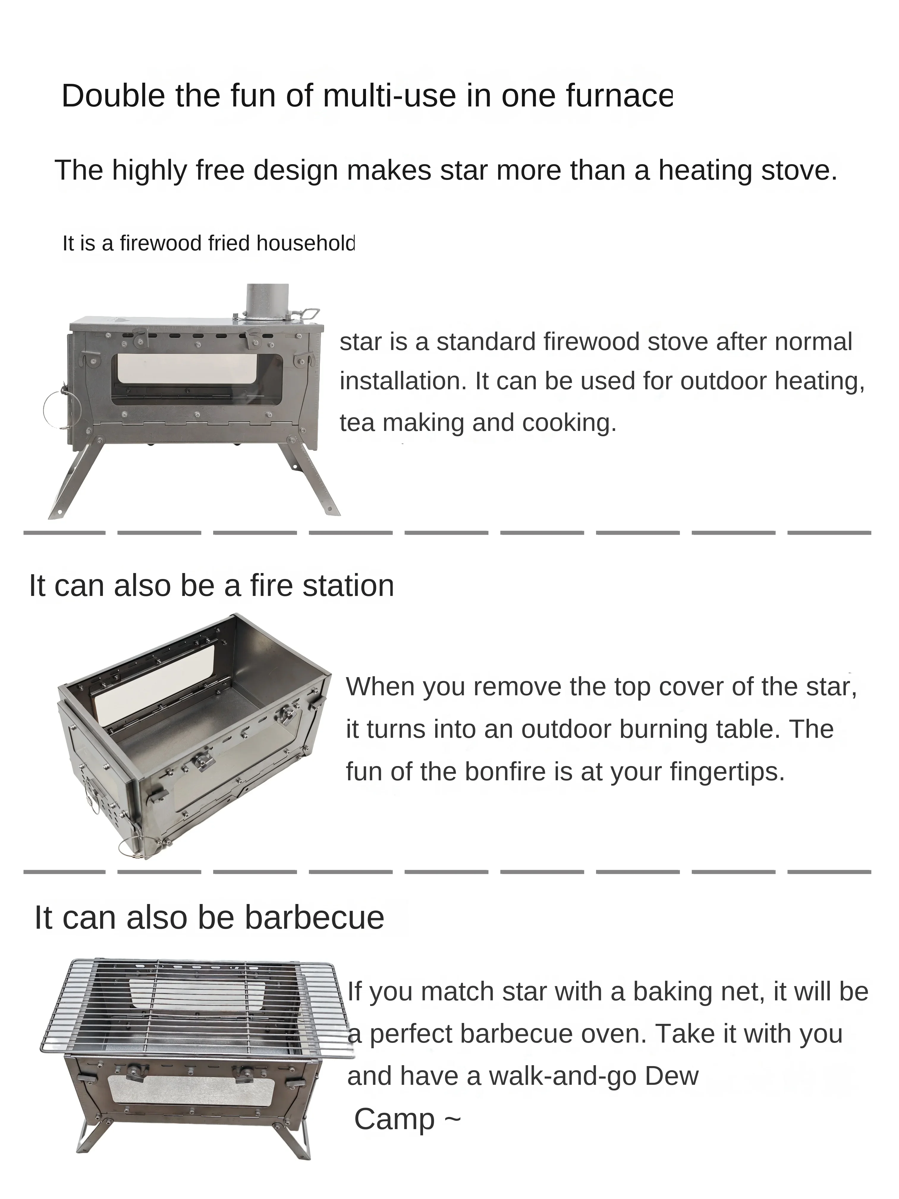 WT Star-Poêle à bois de chauff - Camping Cooking Grate avis et prix