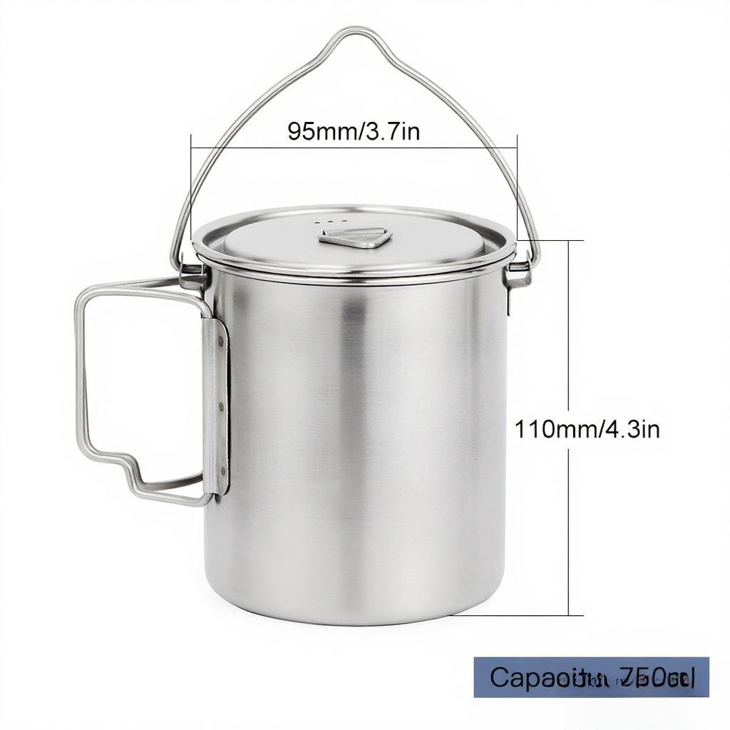 Pot en acier inoxydable de 750 - Camping Cooking Cup avis et prix