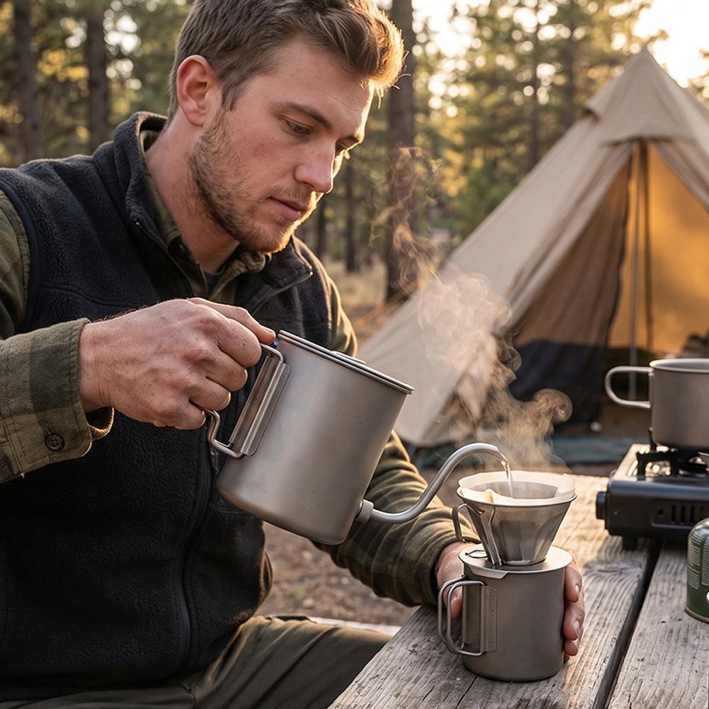 Bouilloire à café en titane pu - Camping Cooking Lightweight avis et prix